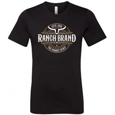 RANCH BRAND - Men's T-Shirt Western, Black/Saddle